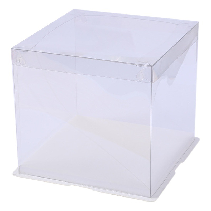 Caja de pastel de cumpleaños caja transparente embalaje cuadrado caja portátil de una sola capa doble capa mayor caja de embalaje portátil cuatro seis ocho pulgadas