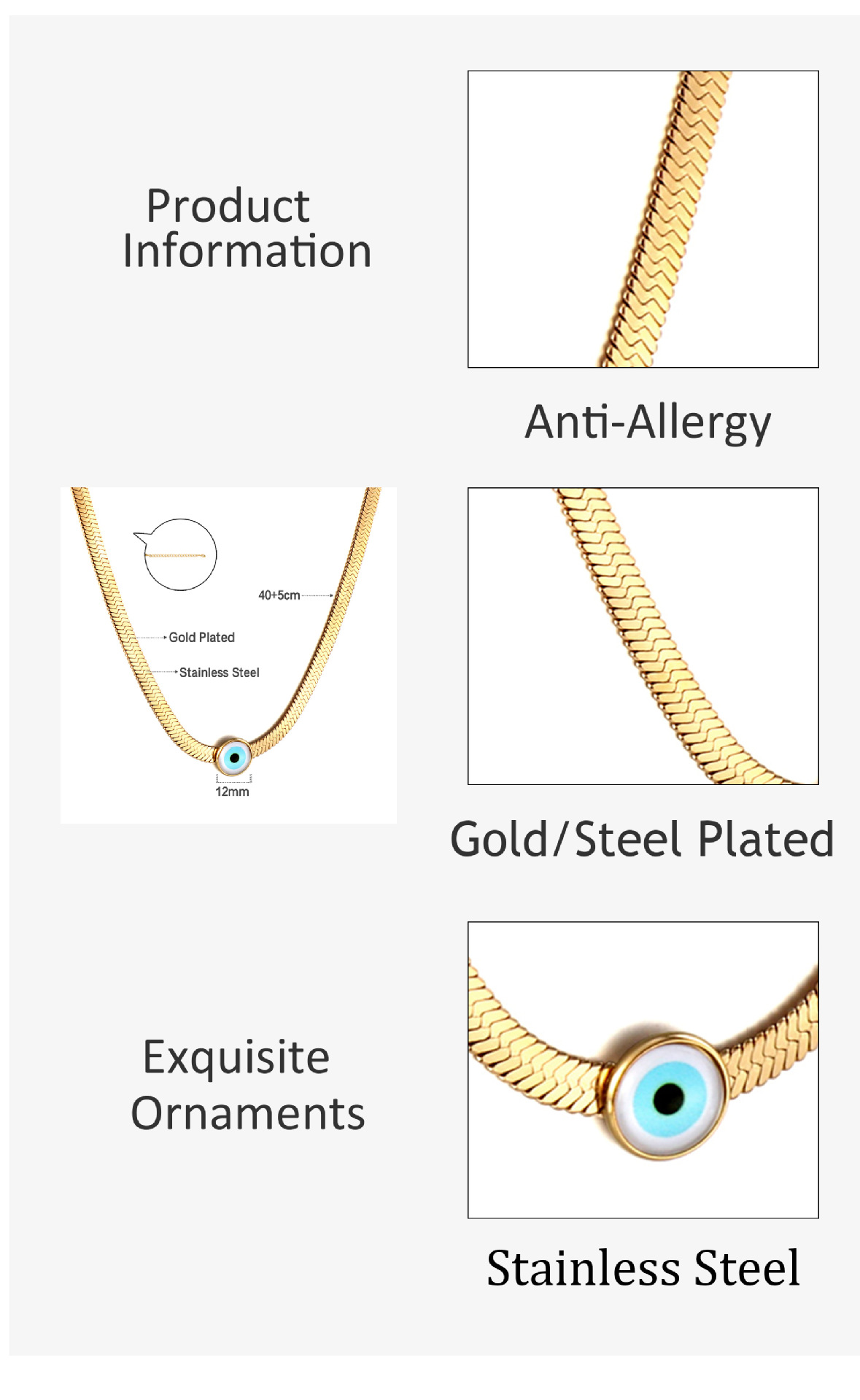 Retro Devilu0027S Eye Stainless Steel Enamel Necklace 1 Piece