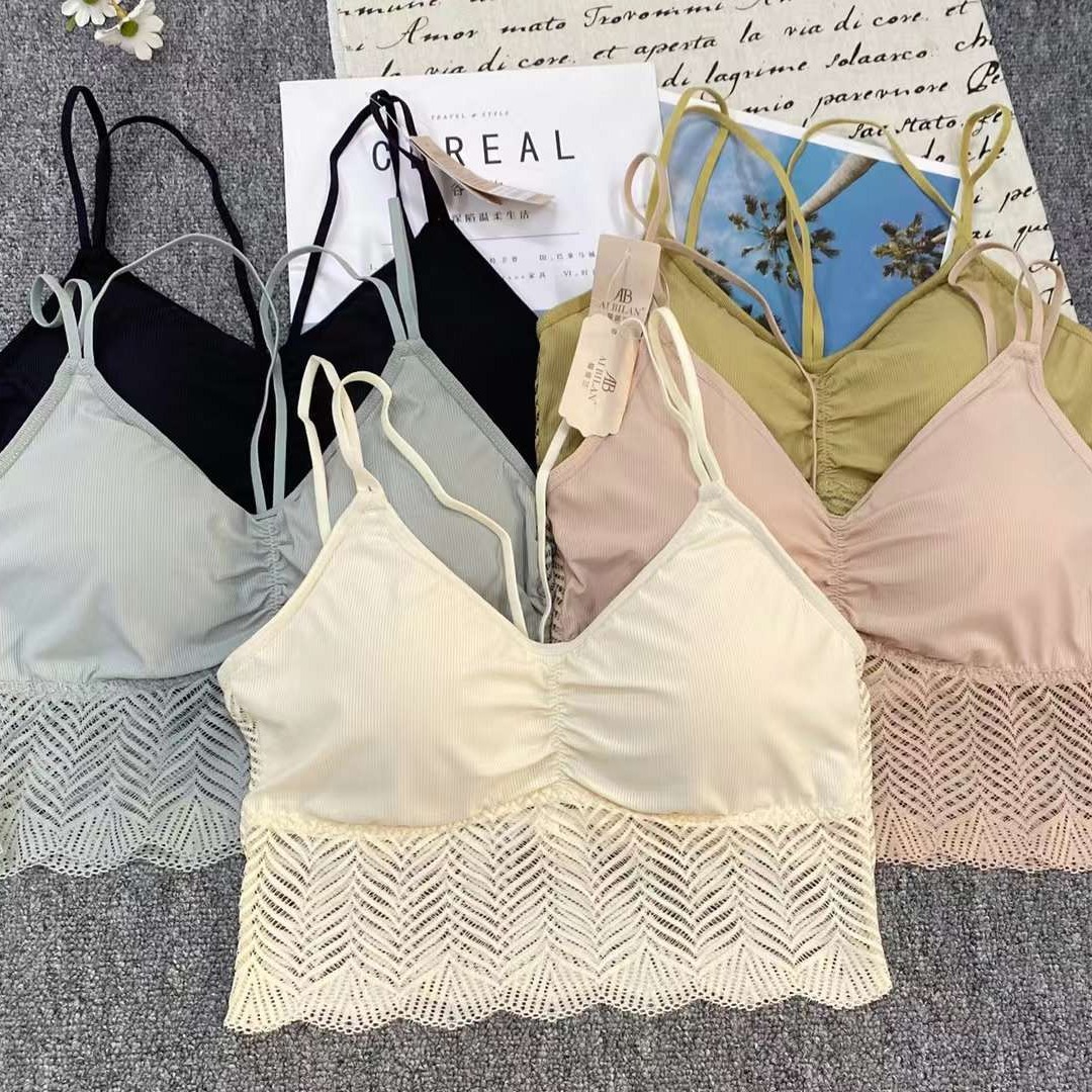 Nuevo chaleco sin costuras de alta elasticidad de la mujer chaleco sin anillo de acero sujetador de encaje ropa interior deportiva mujer al por mayor
