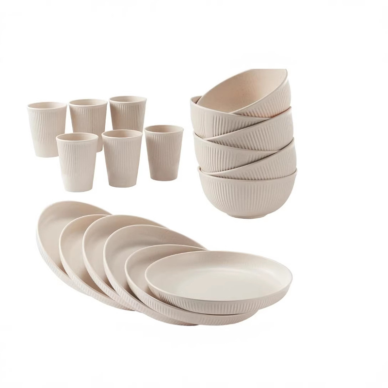 Amazon Wheat Straw Soup Bowl, Plate, Cup Set Student Household Portable Cutlery Gift Set Amazon Wheat Straw Soup Bowl, Plate, Cup Set Student Household Portable Cutlery Gift Set