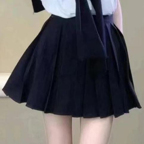 韩版简约风学生短袖套装女夏季百搭微透设计感T恤外搭披肩+百褶裙|undefined