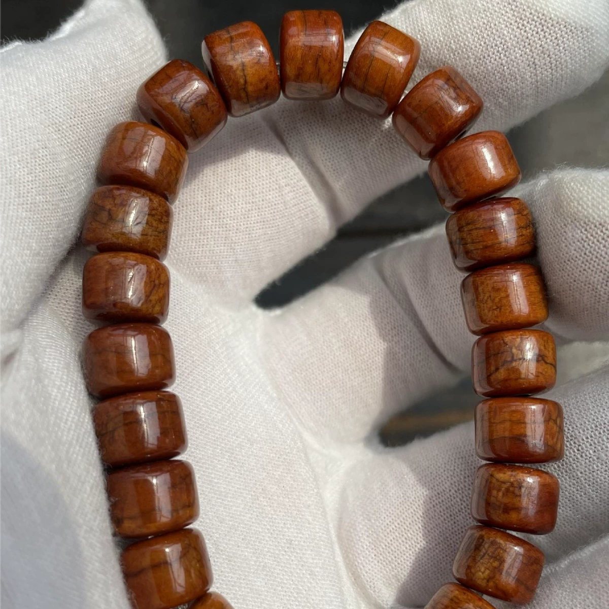 Браслет с какими-то? Walnut rosary bracelet, ethnic style, round polished beads, sizes 7×9–9×12 mm