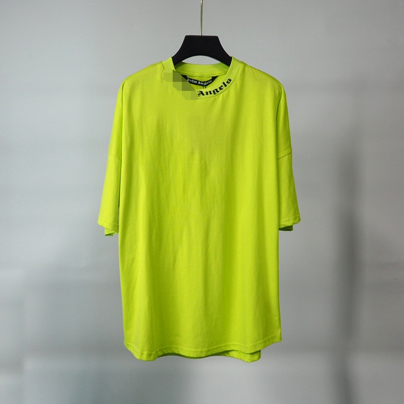 Versión correcta de la camiseta de punto transfronterizo de manga corta con estampado de letras grandes y espuma trasera suelta casual de palm High Street