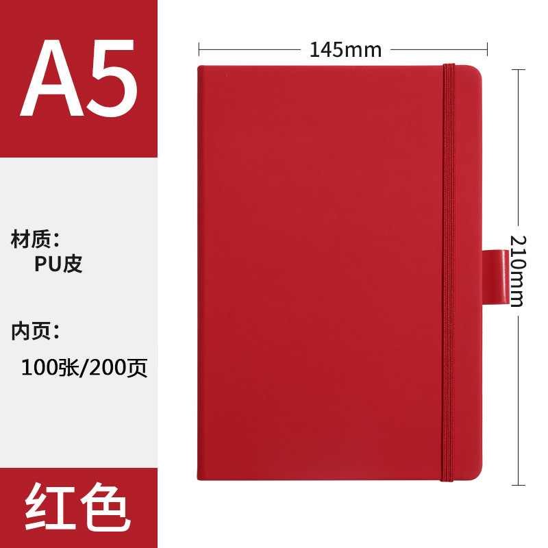 A5 rojo + Correa + bolígrafo elástico