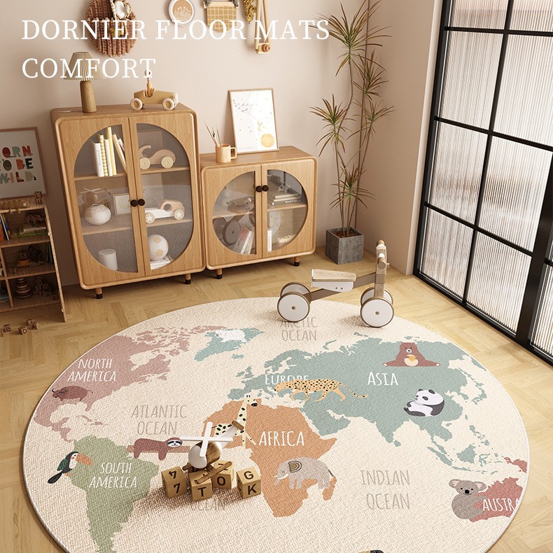 Children's Room Layout Round Carpet Scrubbable Reading Corner Reading Area Map Climbing Mat Living Room Study Floor Mat