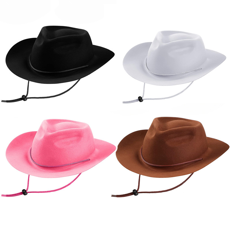 Sombrero de vaquero infantil estilo europeo y americano tipo Amazon no tejido con borde rosa