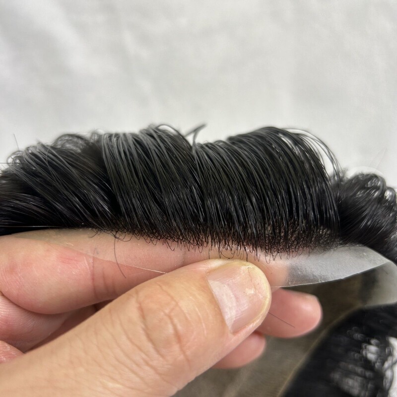 Men's Full Lace Wig, Summer Ultra-Thin Real Hair Topper, Invisible Seamless Hairline, Cross-Border Wig