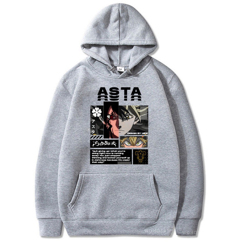 Black Clover negro de cinco hojas Asta más suéter de terciopelo deportivo sudadera con capucha anime hoodie