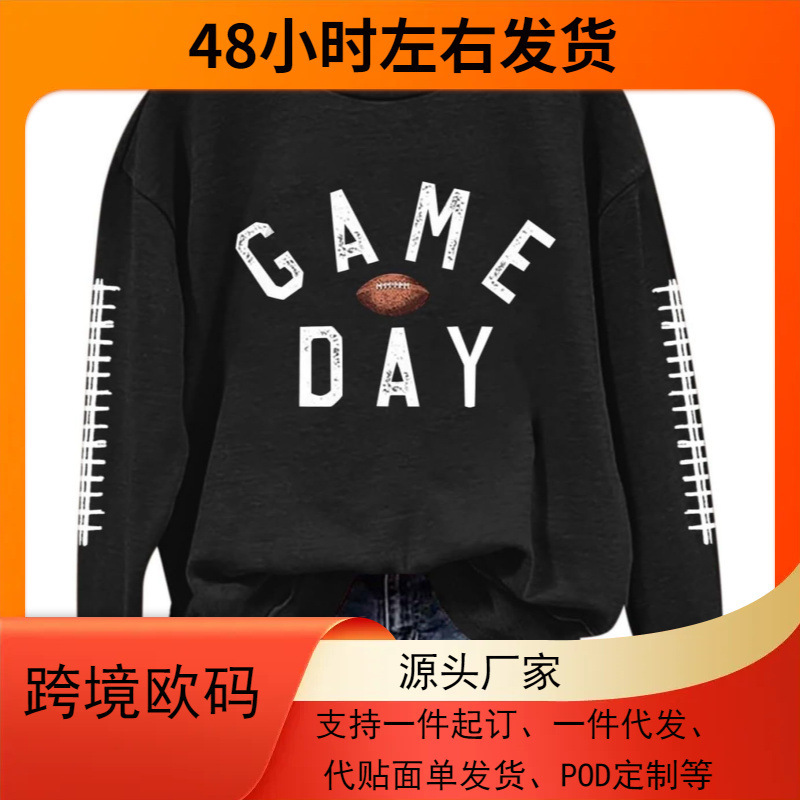 Baoqin Women's Game Day Football Sweatshirt - Long Sleeve Football Shirt, Cute Cheer Mom Shirt