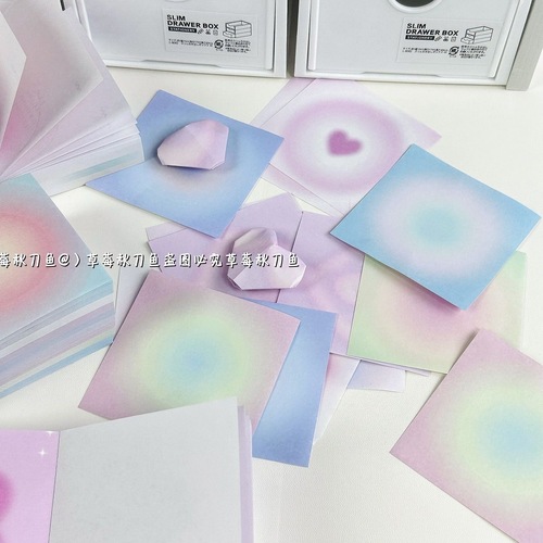 400 sheets of gradient halo three-dimensional love origami hand-made origami extra-thick sticky note colored paper square rose stacked paper