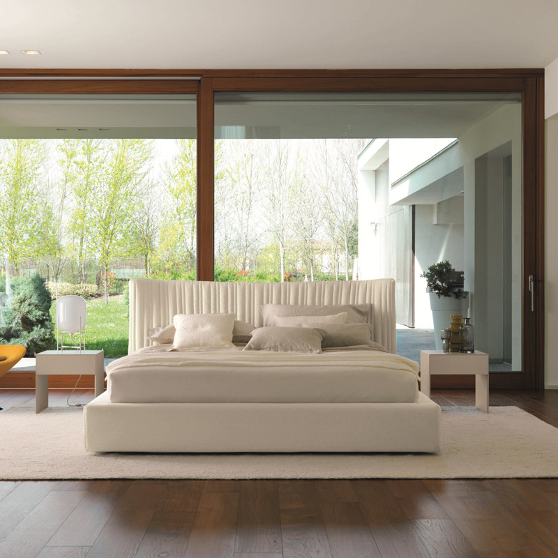 Italian Minimalist Light Luxury Velvet Floating Bed&mdash;Nordic Modern Cream Wabi-Sabi Style 1.8m Double Bed Bedroom Furniture