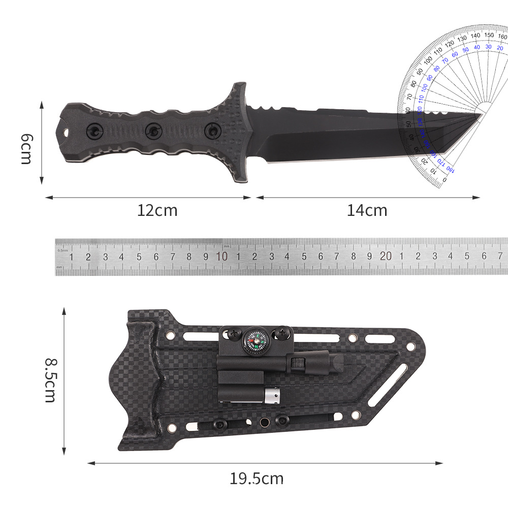 Cuchillo al aire libre cuchillo táctico cuchillo recto cuchillo de camping K-vaina cuchillo de defensa personal en el automóvil barra de magnesio linterna de acero inoxidable táctica defensa personal