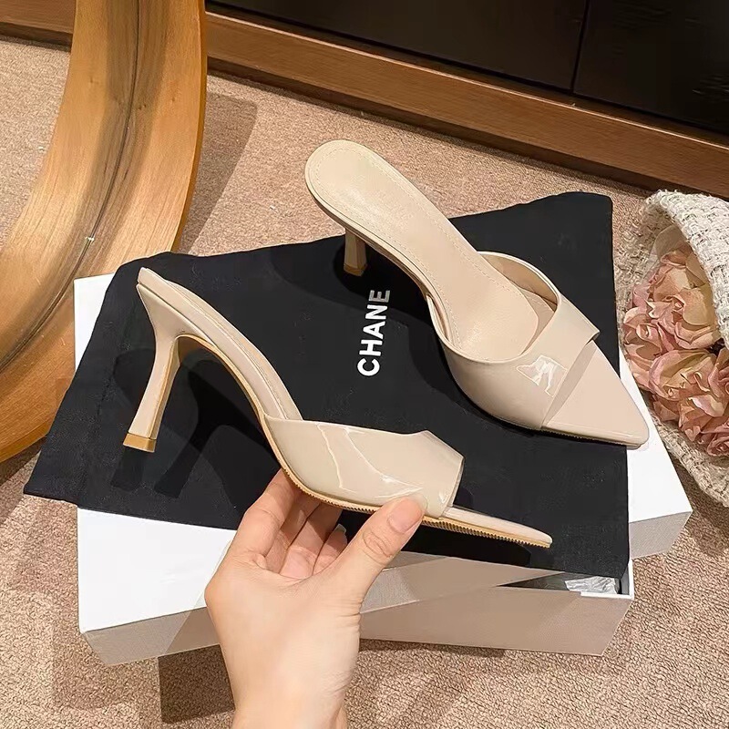 Patent Leather High-Heeled Sandals 2025 New Summer Versatile Stiletto Pointed Toe Open Toe Sexy Outer Slippers Patent Leather High-Heeled Sandals 2025 New Summer Versatile Stiletto Pointed Toe Open Toe Sexy Outer Slippers