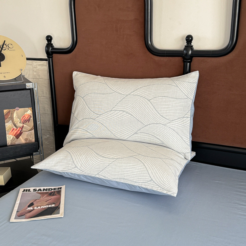 Funda de almohada de hilo de tres capas de algodón de nuevo estilo 2025, un par de mangas de forro simple de algodón de 48cm x 74cm