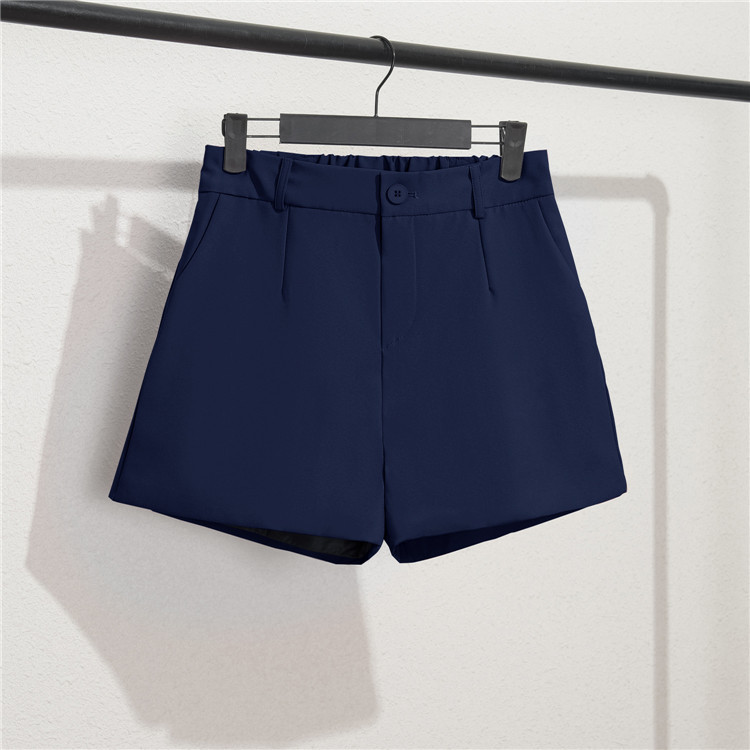 Damen Casual High Waist Loose Fit Graue Shorts Sommer Gerades Bein Bermudashorts mit Knöpfen_voghion.com
