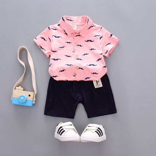 Boys short-sleeved suit summer children's Korean summer shirt two-piece set baby handsome summer clothes small children's clothing