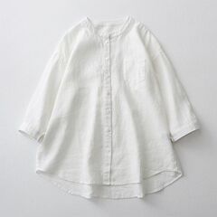 大码宽松日系棉麻衬衫女夏季2025新款纯色百搭休闲圆领五分袖衬衣