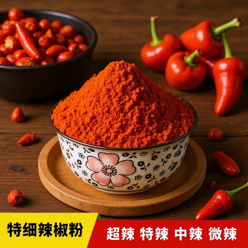 四川红油辣椒面烧烤细辣椒粉 二荆条小米辣香辣中粗500g四川红油