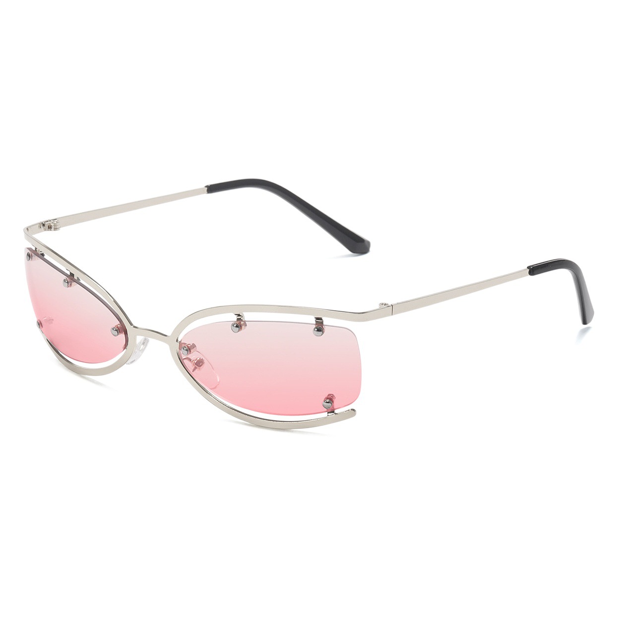 Y2g dulce fresco caliente chica metal gato ojo gafas de sol personalidad femenina futuro tecnología estilo gafas de sol cóncavo forma medio marco gafas
