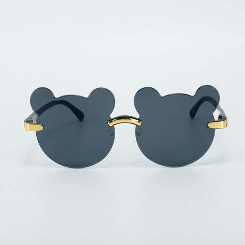 New rimless children's sunglasses, fashionable and cute sunglasses, personalized cartoon bear ears sunglasses wholesale