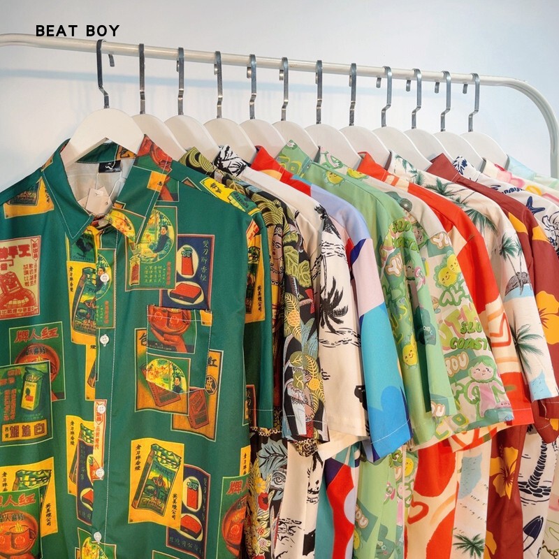 Southeast Asia Amazon Thai-Style Vacation Series Men's and Women's Casual Vintage Shirts Trendy Graffiti Shirts