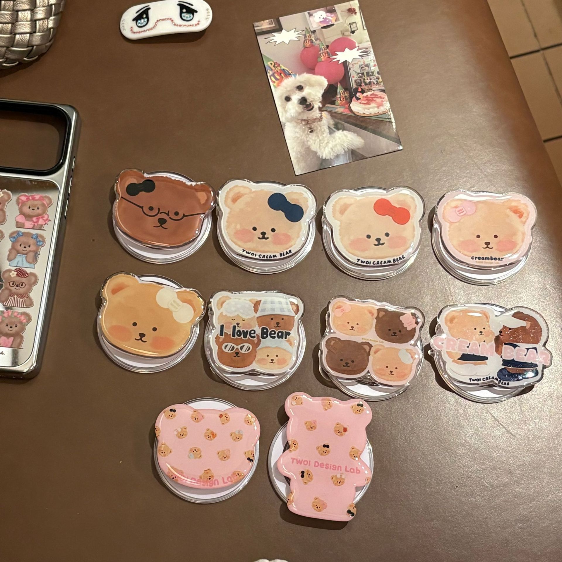 Cartoon Korean Twio Bear Stand Compatible with Magsafe Magnetic Phone Case Desktop Lazy Gadget Resin Girl Style