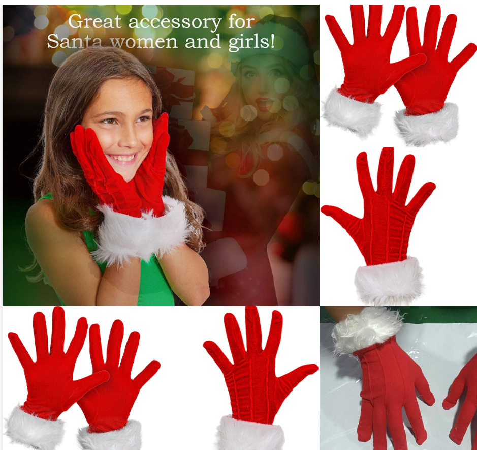 2023 GUANTES DE Navidad rebabas decoración de vacaciones de una sola capa guantes calientes GUANTES DE Navidad