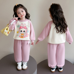 女童套装2025新款儿童卫衣卡通春秋款女宝宝秋季运动服两件套童装