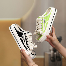 帆布拖鞋女2026夏季新款一字拖时尚沙滩拖鞋外穿女百搭平底凉拖女