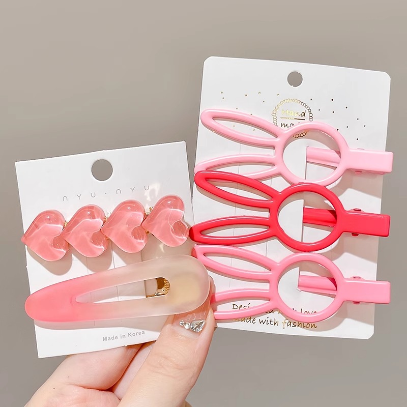 Rosa horquilla femenina 2024 Nueva horquilla BB clip frente flequillos laterales horquilla rota lindo clip de dopamina otoño