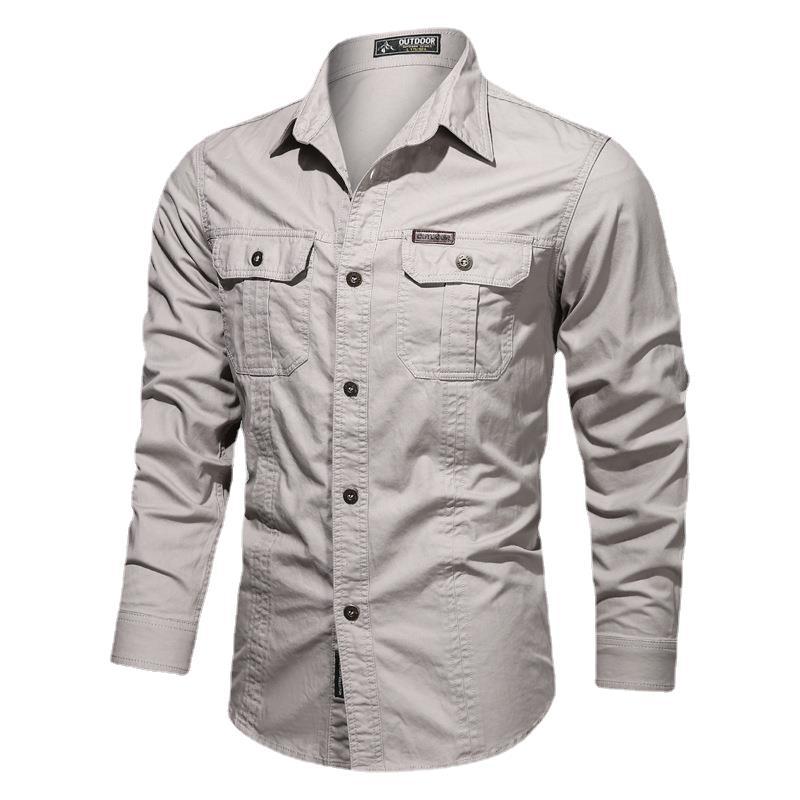 2021 deseo Comercio exterior nuevo otoño casual puro algodón lavado camisa estilo militar más tamaño ropa de trabajo camisa de manga larga para hombres
