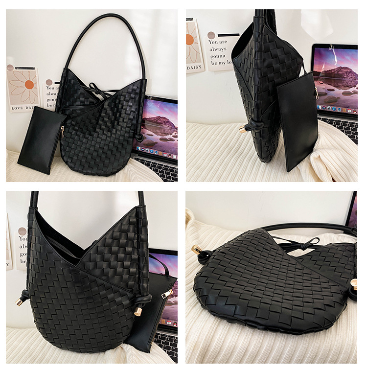 Women's Medium Pu Leather Solid Color Basic Vintage Style Weave Open Underarm Bag display picture 2