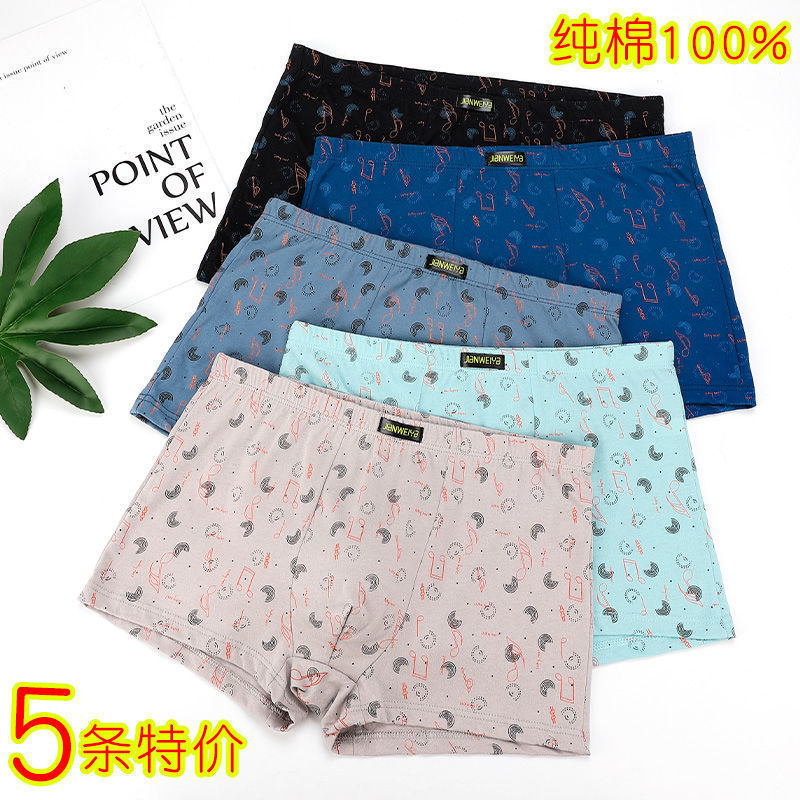 (코튼) 남성 속옷 순면 복서 통기성 편안함 청소년 4코너 트렌디 속옷 남성 대형 사이즈 루즈 컬러