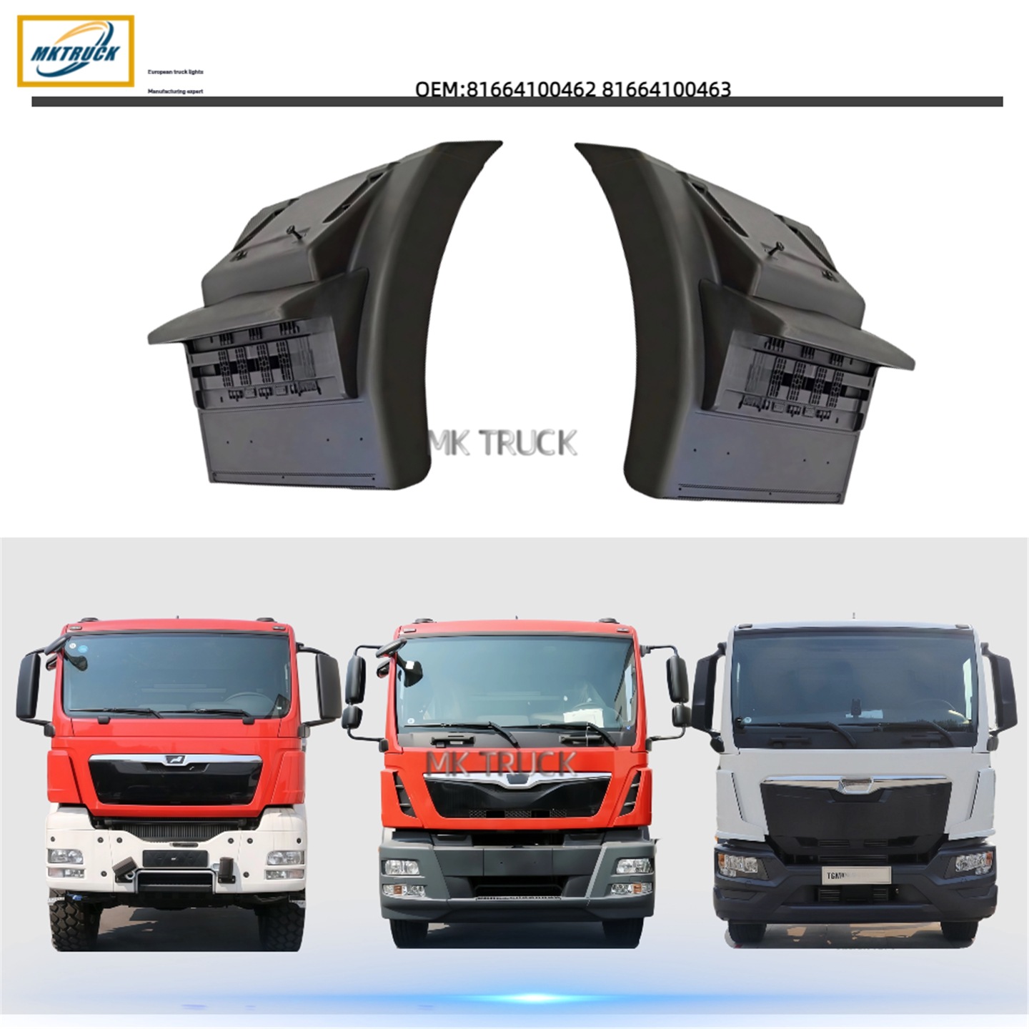 Guardabarros 81664100462 81664100463 para la fábrica de piezas de camiones de la serie MAN TGA