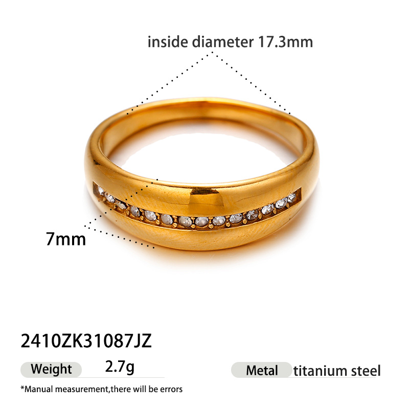Anillo de acero inoxidable europeo y americano de Tena, diseño de nicho femenino, anillo de acero de titanio con incrustaciones de todo fósforo, joyería de explosión transfronteriza