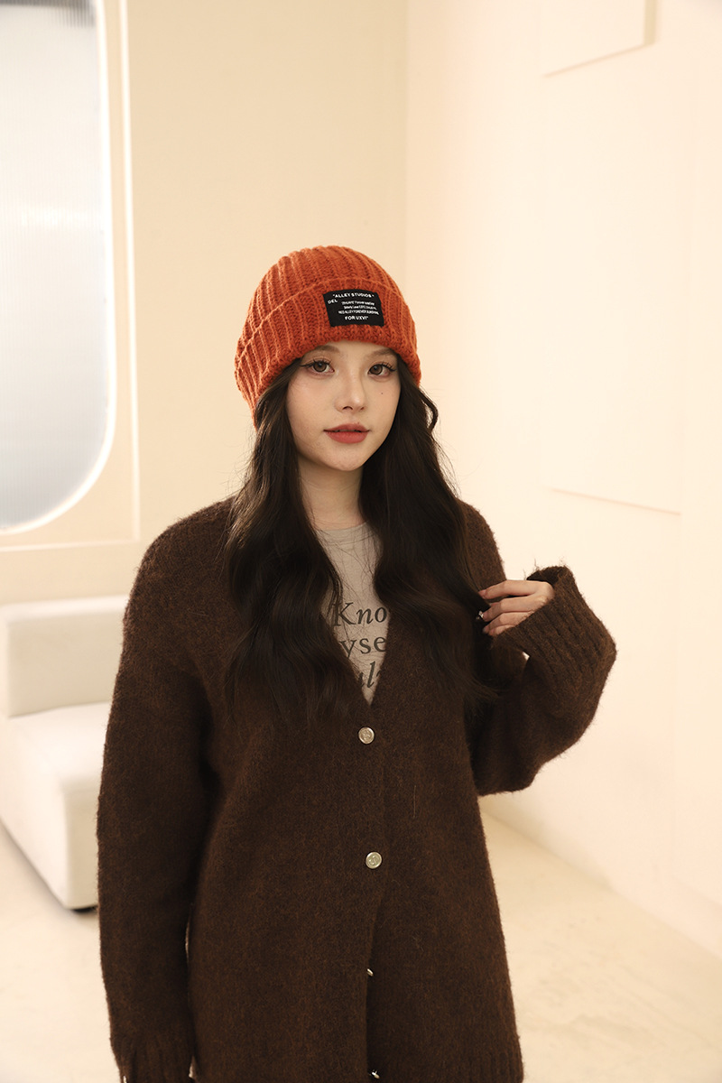 Lana oversize tinta unita per autunno e inverno, pile lavorato a maglia, versione coreana, coppia femminile all'aperto, escursioni calde_voghion.com