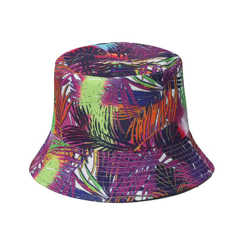 Polyester Material Printing, Flower Pattern Summer Season Unisex Casual Simple Style Printing Flower Printing Flat Eaves Bucket Hat