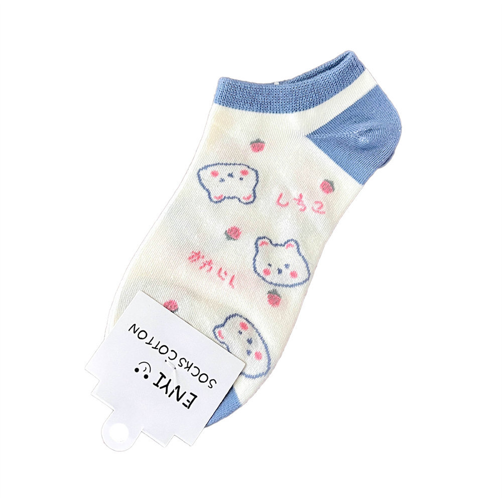 Dibujos animados calcetines de algodón calcetines invisibles calcetines cortos al por mayor femenino Lindo Oso de dibujos animados calcetines barco primavera y verano nueva chica