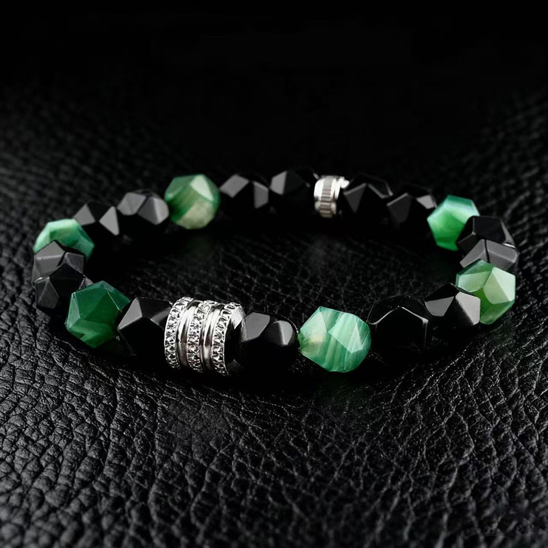 Cut face mixed agate bracelet men's fashion bracelet jewelry senior niche ins style jewelry wholesale