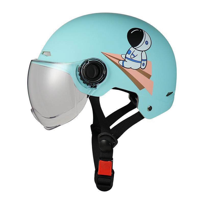 helmet, breathable, adjustable – Diàndòngchē Auto Parts and Accessories - matte-blue-airplane-kids-brown-lens-bear-ears