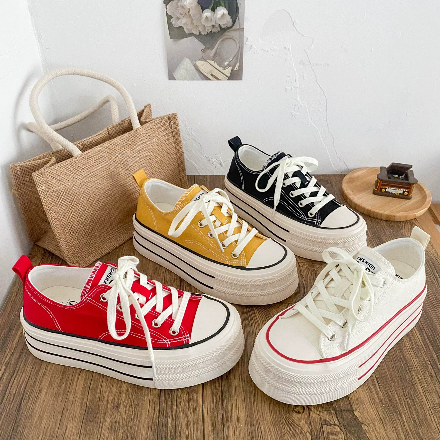 XY-A522 латексные стельки/толстая подошва увеличение 4 см холст обувь женские туфли холодная липкая доска туфли сосновые туфли повседневные туфли