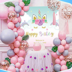 海報卡通男女寶寶一周歲生日裝飾場景布置網紅氣球派對套餐背景牆