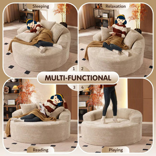 Home Living Room Single Round Compression Sofa Fabric Designer Creative Small Sofa Simple Style Small Sofa Bed