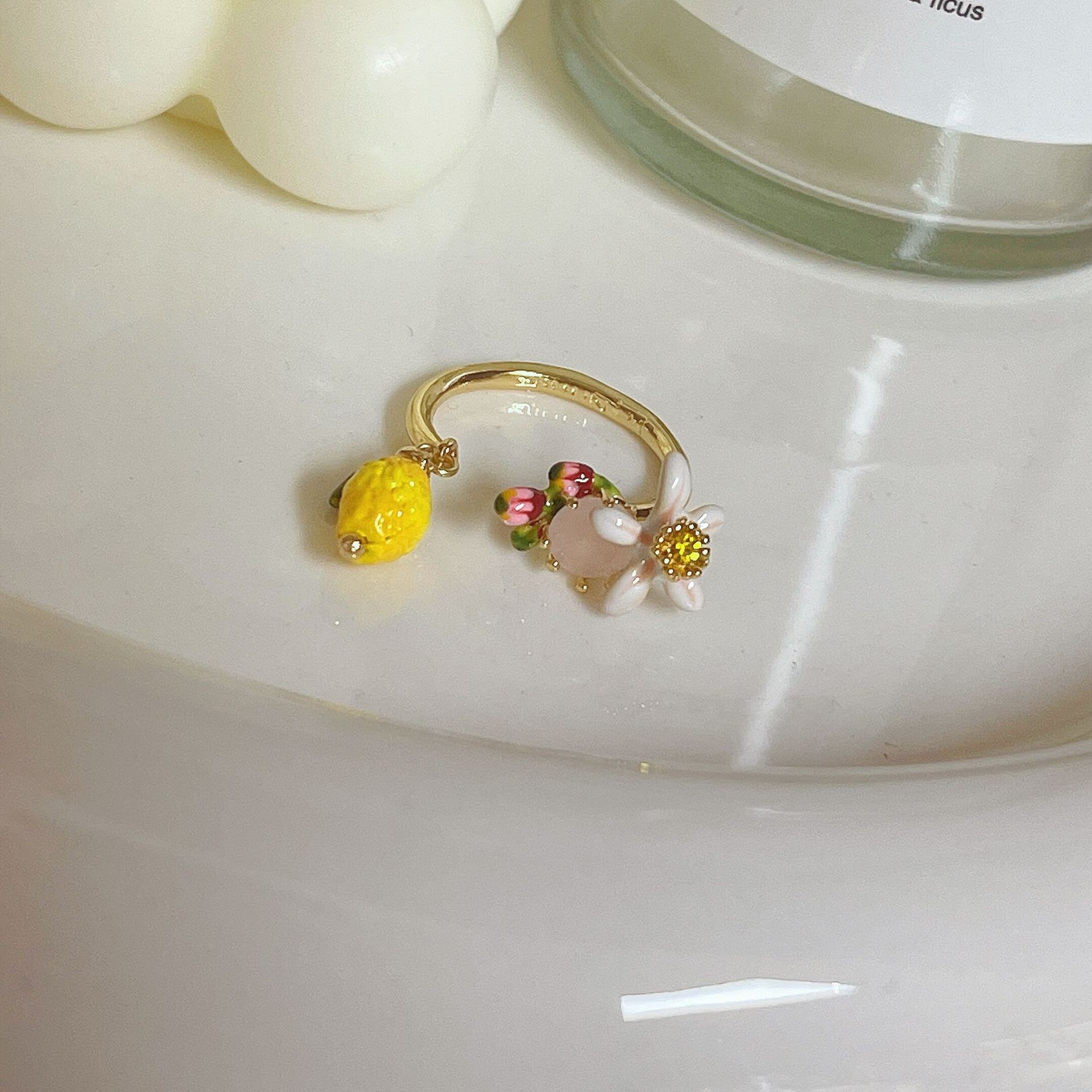 F6183 꽃 노란 레몬 귀걸이