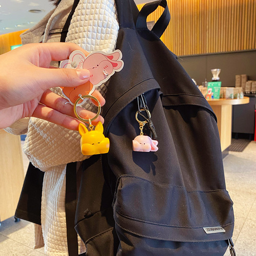 Original Couple's Knob and Your Stick Car Keychain Cute and Exquisite Resin Piggy Couple Bag Hook Ornament