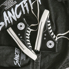 Triple-vulcanized canvas sneakers from the 1970s, retro high-top design—perfect for couples, versatile for students, and ideal for men's casual wear.