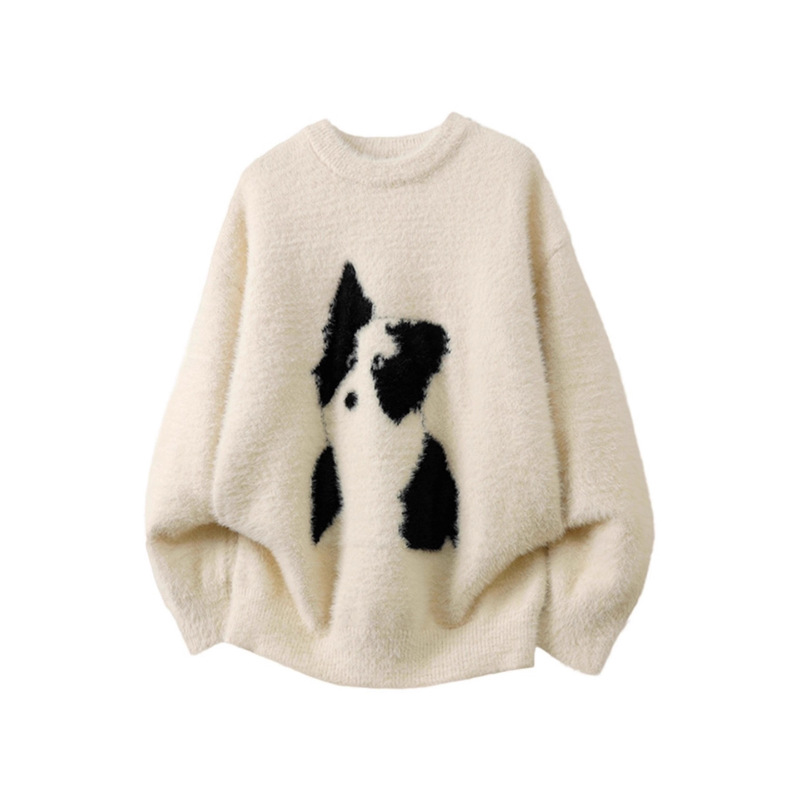 American Cartoon Puppy Pullover Knitwear for Men in Winter Mohair Round Neck Knitwear with Lazy Casual Couple Inner Wear American Cartoon Puppy Pullover Knitwear for Men in Winter Mohair Round Neck Knitwear with Lazy Casual Couple Inner Wear