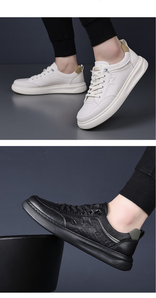 Giày lười nam da bò lớp đầu, sneaker casual da thật dễ phối đồ, gót thấp 1–3 cm — Màu trắng, màu đen chi tiết 17