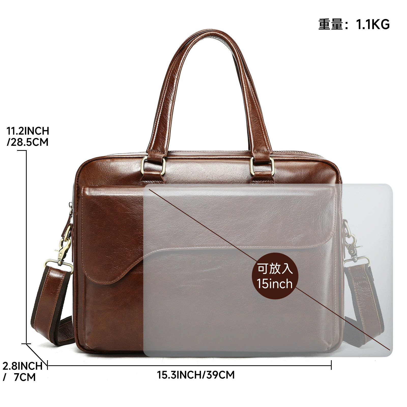 Leather handheld bag, laptop, genuine leather, high-end, business version