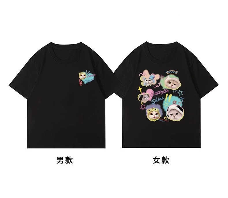 Парные хлопковые футболки, оверсайз унисекс, короткий рукав, летний принт, свободный крой